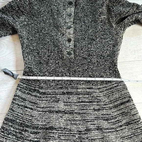 Club Monaco Wool Henley Sweater Dress Size XS Black White Gray