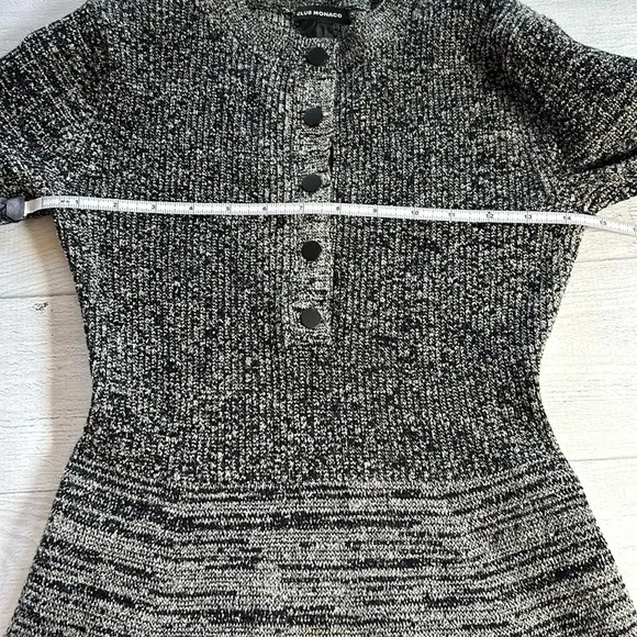 Club Monaco Wool Henley Sweater Dress Size XS Black White Gray