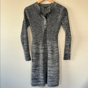 Club Monaco Wool Henley Sweater Dress Size XS Black White Gray