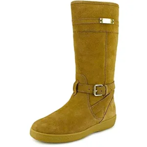 COACH &quot;TALLULAH&quot; TAN SUEDE &amp; FAUX SHEARLING LINED EQUESTRIAN BOOTS SIZE 9
