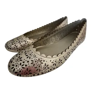 Coach Carsin Gold Metallic Leather Cut Out Flat Ballet Loafer Shoes Size 10