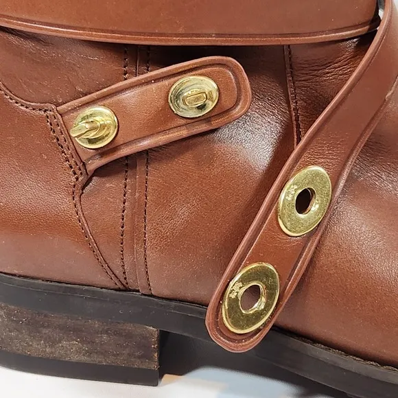 Coach Essex Women Brown Leather‎ TALL Knee High HARNESS Fashion RIDING Boots 8 B