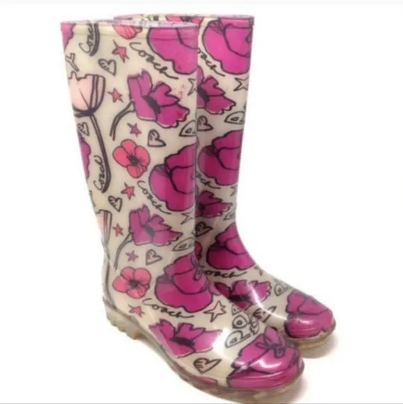 Coach Floral Poppy Tall Rain Boots