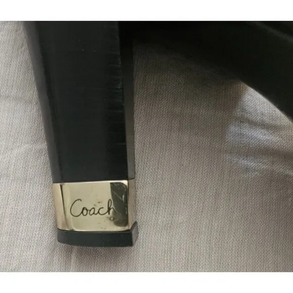 Coach Giada Black Patent Leather Slip On Sandals Size 7.5M