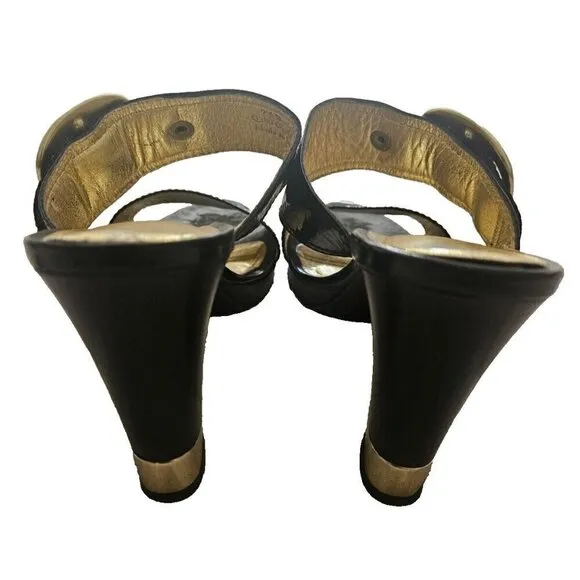 Coach Giada Black Patent Leather Slip On Sandals Size 7.5M
