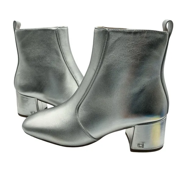 Coach leather Silver Ankle Boots size 7B