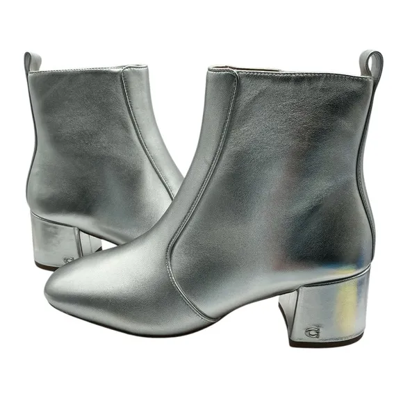 Coach leather Silver Ankle Boots size 7B