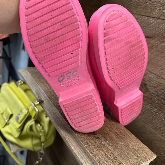 Coach Pink Lori Tall Rain Winter Boots Size 8