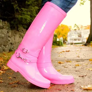 Coach Pink Lori Tall Rain Winter Boots Size 8