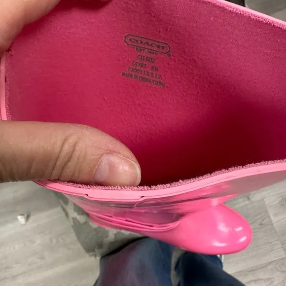 Coach Pink Lori Tall Rain Winter Boots Size 8