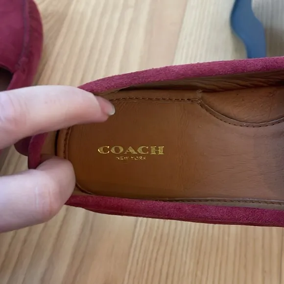 Coach Rasberry Amber Suede Loafers with Metallic Emblem brand new unworn size 11