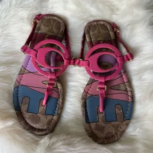 Coach sandals fuchsia “c” logo