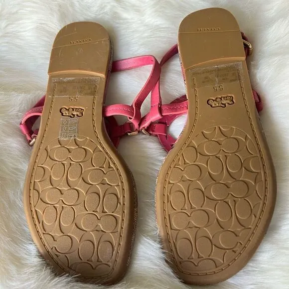 Coach sandals fuchsia “c” logo