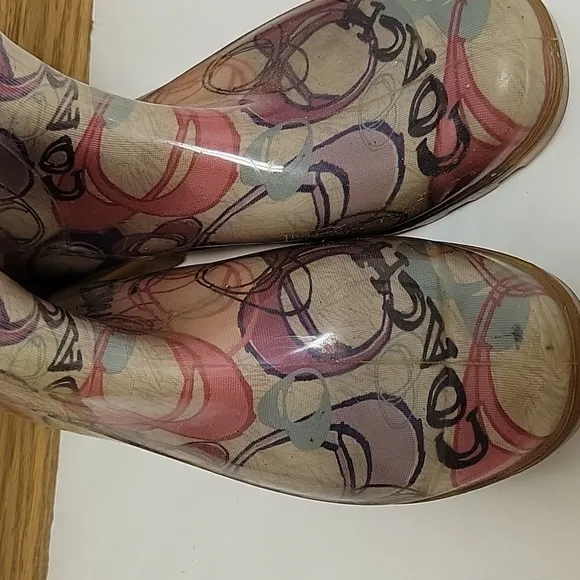 Coach tall rubber &quot;Poppy&quot; rain boots women's size 9