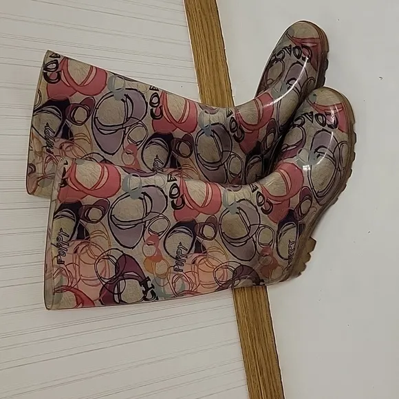 Coach tall rubber &quot;Poppy&quot; rain boots women's size 9