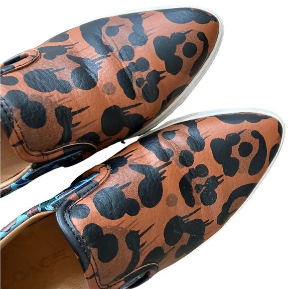 Coach Wild Beast Leather Slip-On Flats | Animal Print Floral | Size 7 Approx.