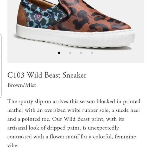 Coach Wild Beast Leather Slip-On Flats | Animal Print Floral | Size 7 Approx.