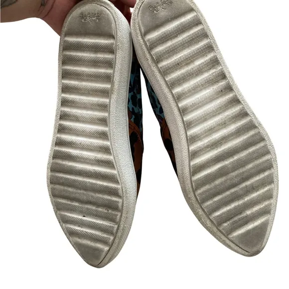Coach Wild Beast Leather Slip-On Flats | Animal Print Floral | Size 7 Approx.