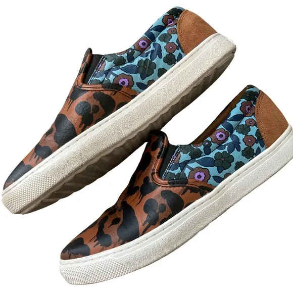Coach Wild Beast Leather Slip-On Flats | Animal Print Floral | Size 7 Approx.