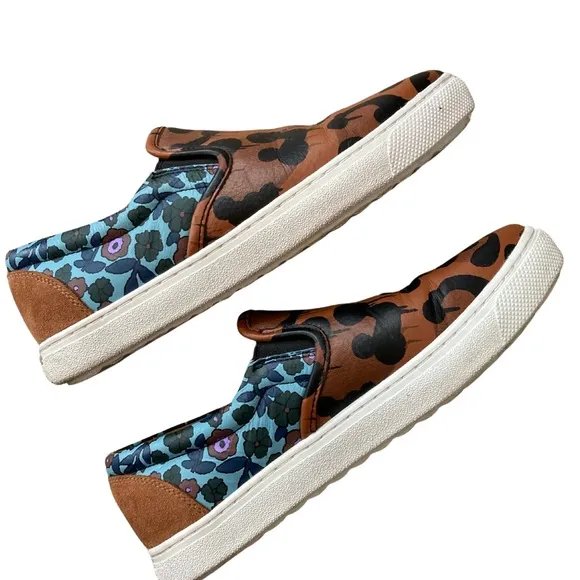 Coach Wild Beast Leather Slip-On Flats | Animal Print Floral | Size 7 Approx.