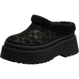 COACH Women's Cecelia Signature Suede Sandals Black Platform Clogs Size 10 NIB