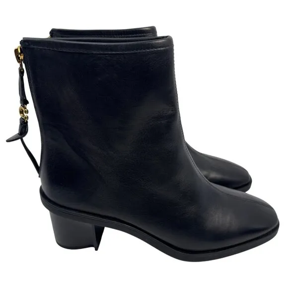 Coach Women's Gabi Black Leather Ankle Boots Size 9.5