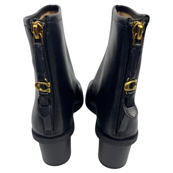 Coach Women's Gabi Black Leather Ankle Boots Size 9.5