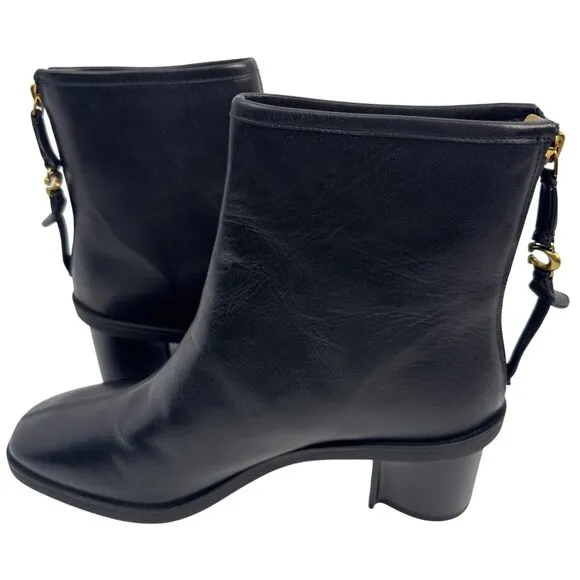 Coach Women's Gabi Black Leather Ankle Boots Size 9.5