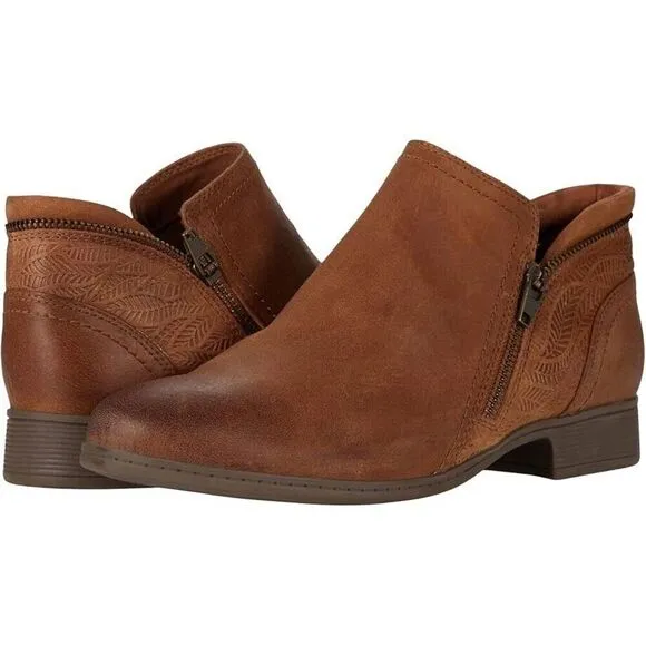 Cobb Hill Crosbie Boots Women's US 8 Tan Leather Block Heel Ankle Bootie ZPO1829