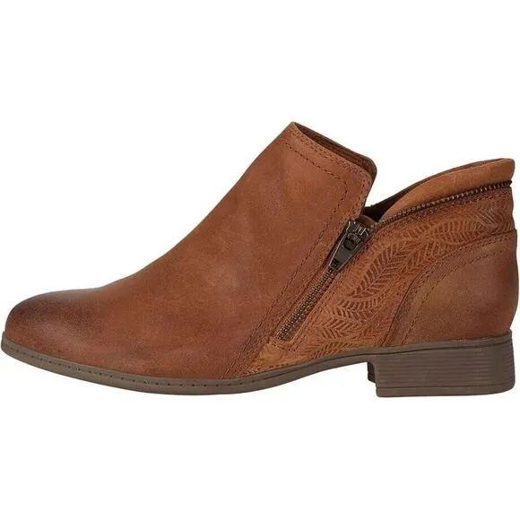 Cobb Hill Crosbie Boots Women's US 8 Tan Leather Block Heel Ankle Bootie ZPO1829