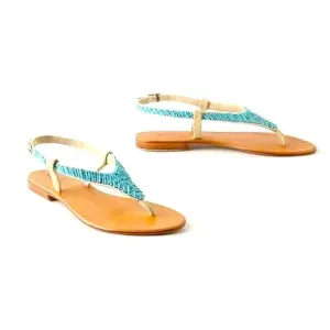 Cocobelle turquoise beaded sandals