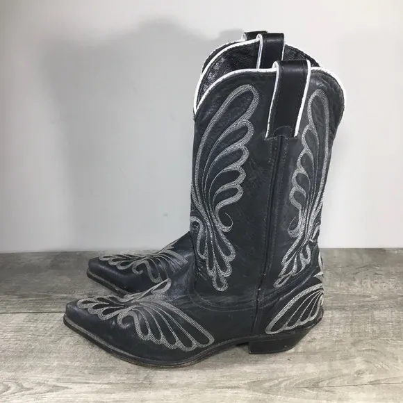 Code West Western Black Black Womens Riding Cowgirl Rodeo Cowboy Boots Size 8.5