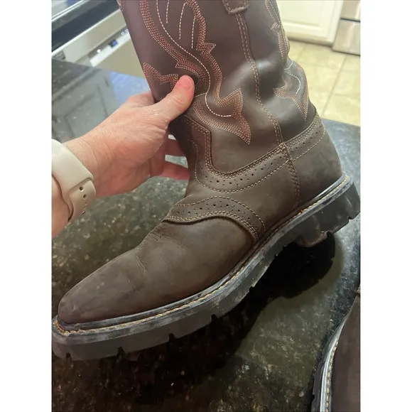 Cody James C9WR5 Men's Brown Leather Pull On Work Western Boots 12D Waterproof