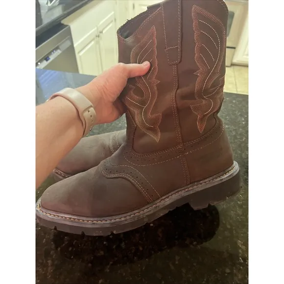 Cody James C9WR5 Men's Brown Leather Pull On Work Western Boots 12D Waterproof