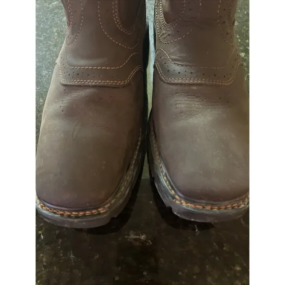 Cody James C9WR5 Men's Brown Leather Pull On Work Western Boots 12D Waterproof