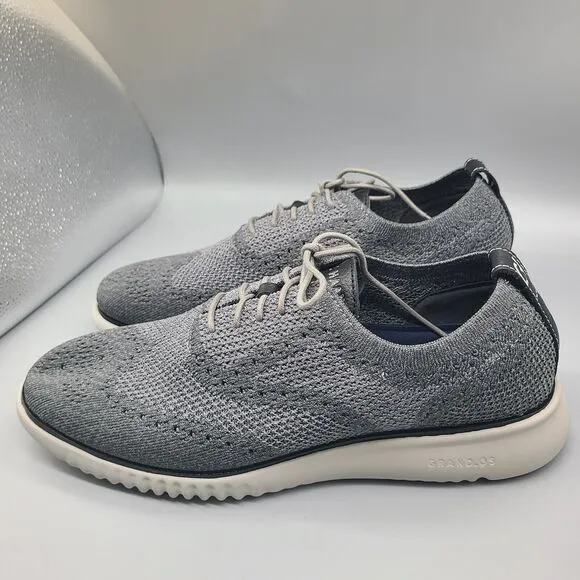 Cole Haan 2.ZEROGRAND Stitchlite Wingtip Oxford Men's Gray Knit Size 9.5 New