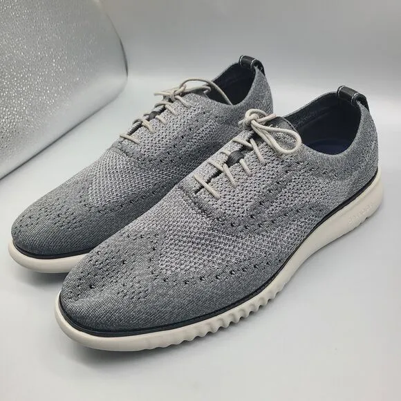 Cole Haan 2.ZEROGRAND Stitchlite Wingtip Oxford Men's Gray Knit Size 9.5 New
