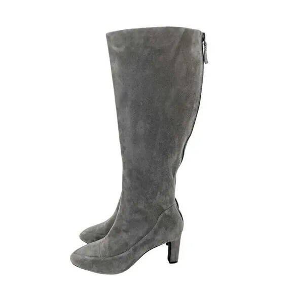 Cole Haan Arlean Stormcloud Light Gray Suede Leather Tall Boots 6.5 New