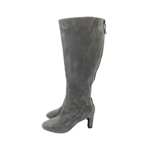 Cole Haan Arlean Stormcloud Light Gray Suede Leather Tall Boots 6.5 New