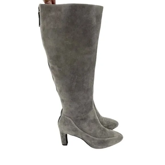 Cole Haan Arlean Stormcloud Light Gray Suede Leather Tall Boots 6.5 New