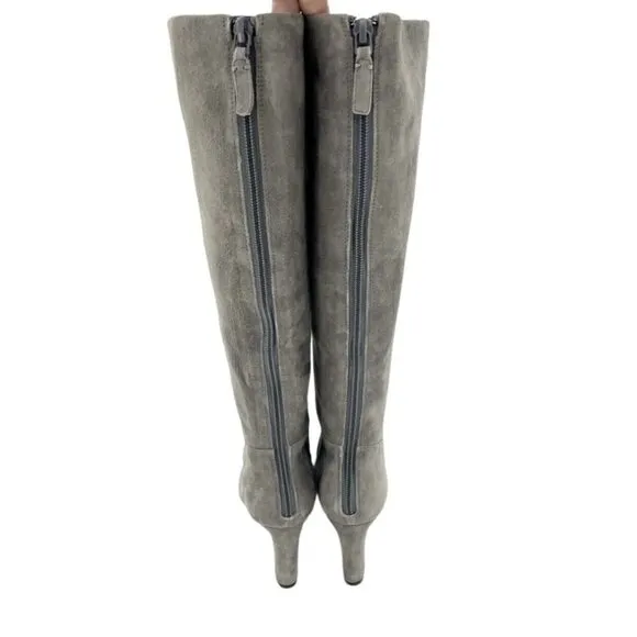 Cole Haan Arlean Stormcloud Light Gray Suede Leather Tall Boots 6.5 New