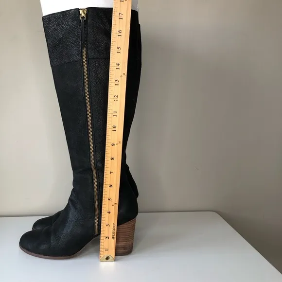 Cole Haan Black Distressed Leather Tall Knee High Boots 8