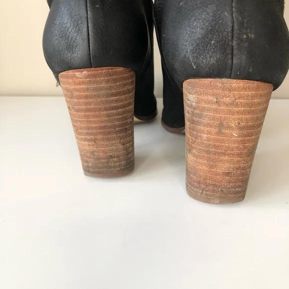 Cole Haan Black Distressed Leather Tall Knee High Boots 8