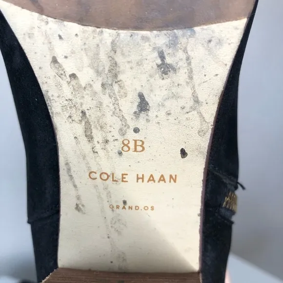 Cole Haan Black Distressed Leather Tall Knee High Boots 8