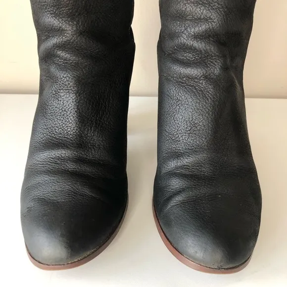 Cole Haan Black Distressed Leather Tall Knee High Boots 8