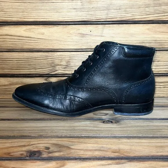 Cole Haan Boots Mens 10.5 M C20285 Black Leather Lace Up‎ Wingtip Ankle Chukka