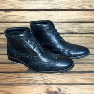 Cole Haan Boots Mens 10.5 M C20285 Black Leather Lace Up‎ Wingtip Ankle Chukka