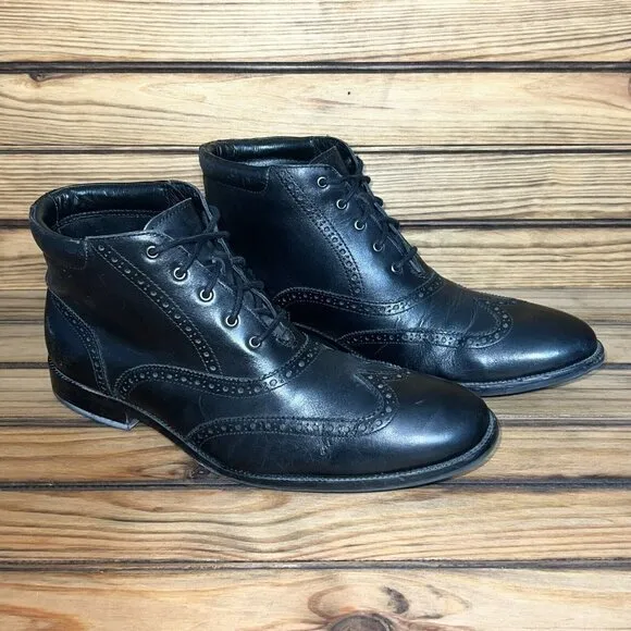 Cole Haan Boots Mens 10.5 M C20285 Black Leather Lace Up‎ Wingtip Ankle Chukka