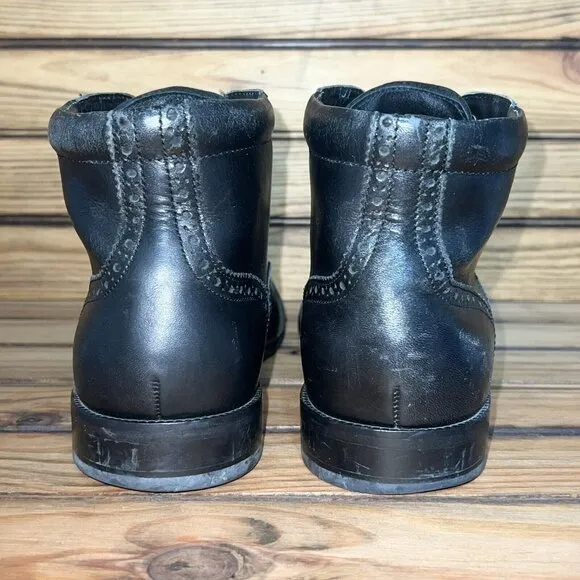 Cole Haan Boots Mens 10.5 M C20285 Black Leather Lace Up‎ Wingtip Ankle Chukka