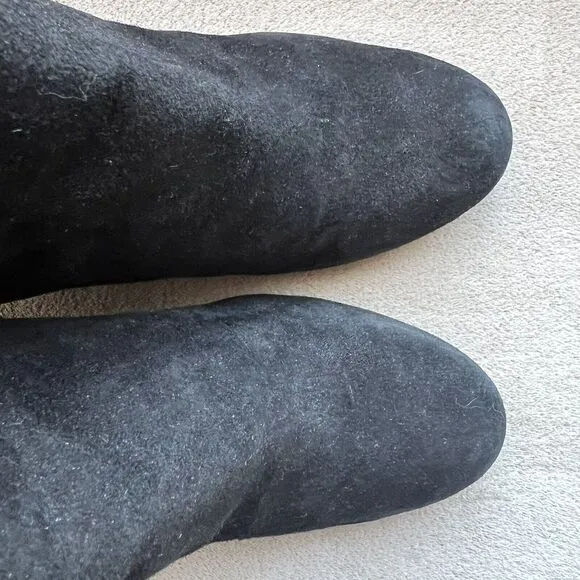 Cole Haan Cora Black Suede Wedge Heel Tall Boots Side Zip D38352 Women’s 8.5 M